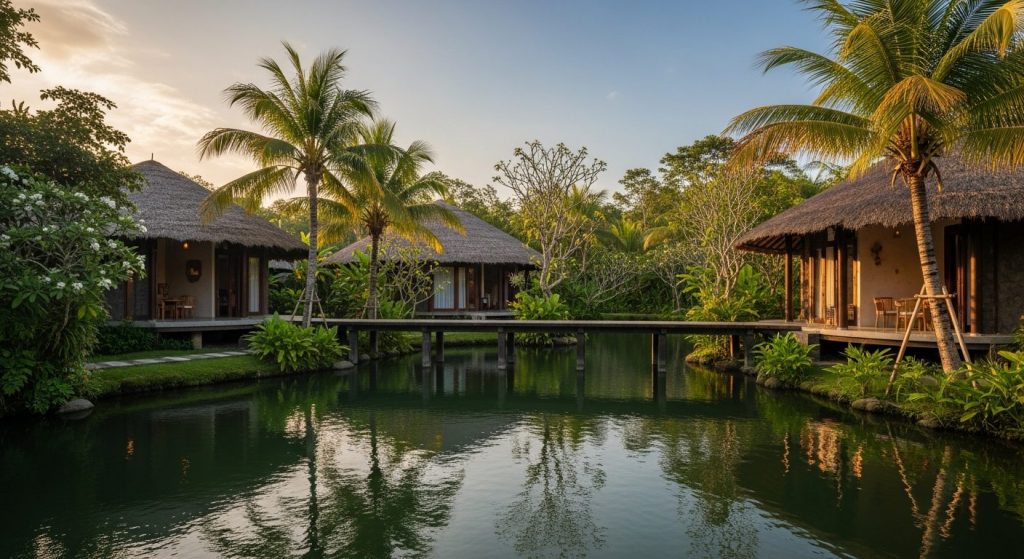 ethical wildlife tourism bali, Bali — Photorealistic editorial travel photo, eco-luxury Bali, natural light, lush tropic